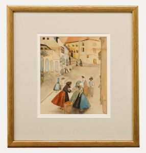 Early 20th Century Watercolour - Continental Street