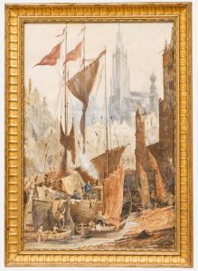 Arthur McArthur (1827-1892) - Late 19th Century Watercolour, Busy Harbour Scene