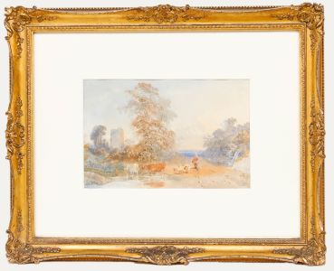 Richard Pratchett Noble (fl.1836-1860) - 1846 Watercolour, Cows at the Pond
