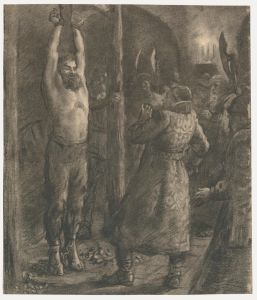 Russian School Early 20th Century Charcoal Drawing - Stenka Razin