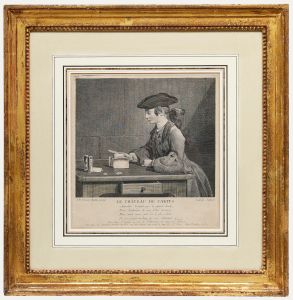 Lepicie After Chardin - Framed 18th Century Engraving, The Castle of Cards