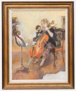 Rachel Hemming Bray (b.1947) - Framed 20th Century Pastel, The Cello Player