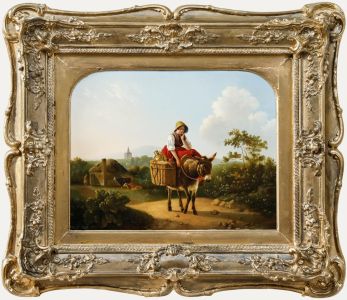 Circle of William Shayer (1787–1879) - 19th Century Oil, Girl Riding Donkey