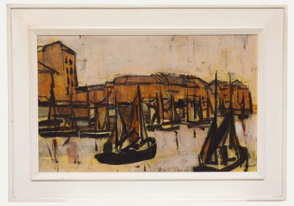 Pierre Fievet (1925-1996) - Framed Mid 20th Century Oil, Au Port