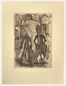 Jeane Flieser (1912-2007) - 1975 Etching, Figures in the Street, 1971
