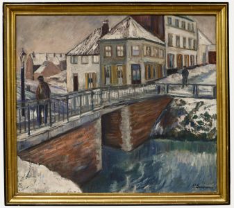 Pierre Scoupreman (1873-1960) - 1925 Oil, Old Lock Towards Evening