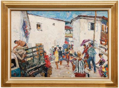 Vladimir Trofimovich Skriabin (1927-1989) - Framed Oil, Street in Gurzuf