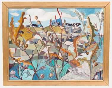 Grace Larner (1926-2022) - Framed 20th Century Oil, Cows and Rockpools