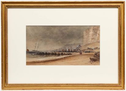 Framed Late 19th Century Watercolour - Caught in a Coastal Gale
