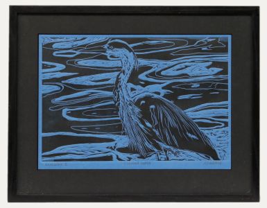  J. R. Mackay - Framed Contemporary Wood Engraving, Richmond Heron