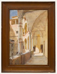 Anton Abraham van Anrooy (1870-1949) - Watercolour, The Cloister