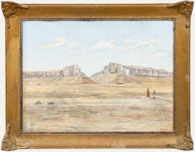 R. S. Wynne - Framed Mid 20th Century Oil, Figures in a Desert Landscape