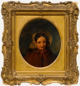 English School 19th Century Oil - Girl in the Red Cloak