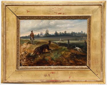 Framed Mid 19th Century Oil - Walking Guns