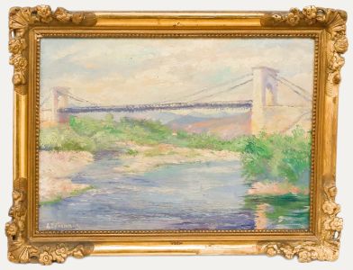 Adrienne Feremans-Warzee (1888-1965) - Framed Oil, Marc Seguin Footbridge