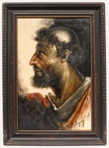 Francesco Berlingieri - Late 19th Century Oil, Portrait of a Monk in Profile