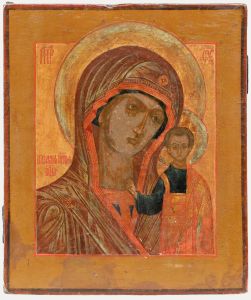 Late 19th Century Tempera - Icon of the Virgin Mary & Infant Jesus