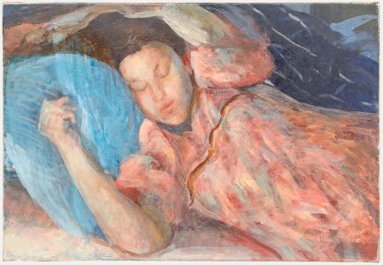 Bernadette Kelly (b.1933) - 2008 Oil, Sleeping Girl in Pink