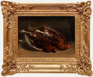 William Webb - Framed Mid 19th Century Oil, Brace of Red Grouse