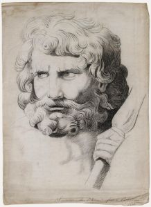 After Gilles-Antoine Demarteau - 1830 Charcoal Drawing, Neptune