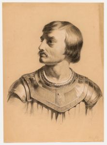 1846 Graphite Drawing - Study of a Man in Armour