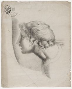 After Raphael - 1830 Graphite Drawing, Head Study of a Young Man