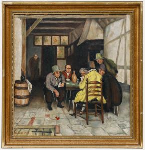 After Claus Meyer (1856-1919) - 1942 Oil, The Card Game