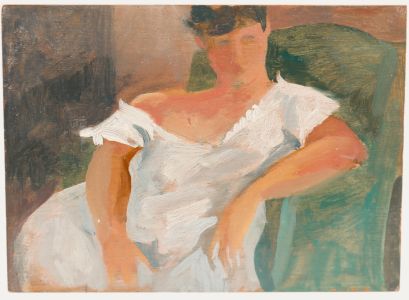 Bernadette Kelly (b.1933) - Mid 20th Century Oil, Woman in a Lace Chemise