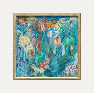 Hilderose Lämmle - Framed Mid 20th Century Pastel, Flower Meadow