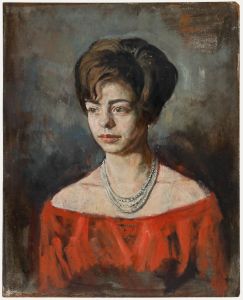 George Weissbort (1928-2013) - 20th Century Oil, Lady in the Red Bardot