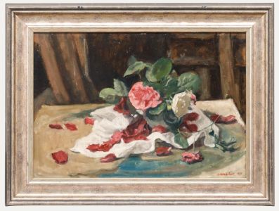 George Weissbort (1928-2013) - Framed 1976 Oil, Still Life of Roses & Petals