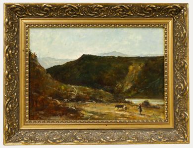 Petr Skorpik (b.1953) - Framed 20th Century Oil, Cattle in the Mountains