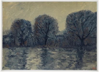 Bernard Myers (1925-2007) - Contemporary Oil, Trees on the South Bank II