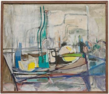 Modernist 1957 Oil - Abstract Still Life