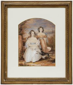 Philip Augustus Barnard (fl. 1812-1897) - Watercolour, The Fraser Sisters