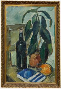 Modernist Mid 20th Century Oil - Still Life with a Rubber Tree