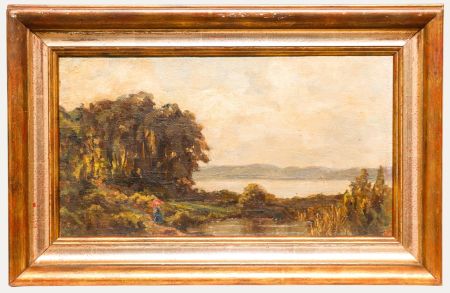 Marianne Fiedler (1864-1904) - Late 19th Century Oil, Lakeside Study with Figure