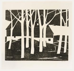 Ali Kurt Baumgarten (1914-2009) - 1981 Woodcut, Cottage in the Woods