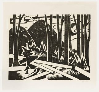 Ali Kurt Baumgarten (1914-2009) - 1980 Woodcut, Woodland Landscape