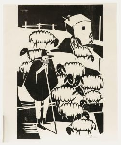 Ali Kurt Baumgarten (1914-2009) - 1981 Woodcut, The Shepherd
