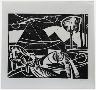 Ali Kurt Baumgarten (1914-2009) - 1984 Woodcut, Tree Lined Landscape