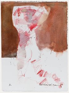 Richard J.S. Young - 2024 Watercolour, Nude in Red