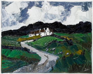 Daniel Nichols After Kyffin Williams  - Contemporary Oil, Whitewashed Cottages 