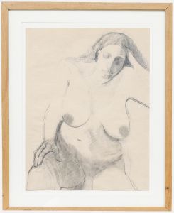 Mid 20th Century Graphite Drawing - Seated Nude
