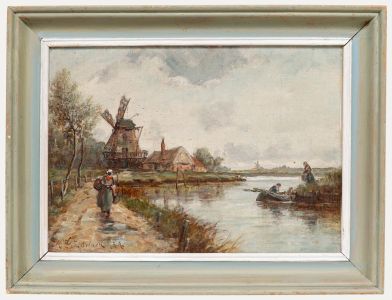 Alfred Sanderson Edward RBA (1852-1915) - Oil, Towards The Windmill