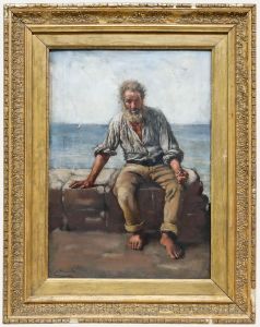 A. Parilla - Early 20th Century Oil, The Old Fisherman