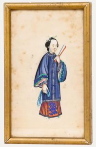 Framed 19th Century Gouache - Portrait of a Female Courtier