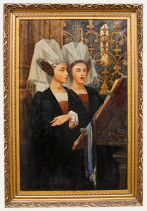 Early 20th Century Oil - Singing in The Chancel
