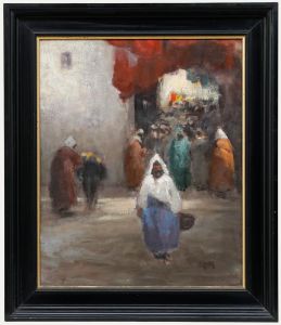 Jeronimo Muniz (b. 1938) - Framed 20th Century Oil, A Day at the Market
