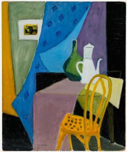 Jean Chedal - Mid 20th Century Oil, Interior with Yellow Chair